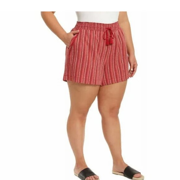 Briggs Womens Summer Pull On Shorts Size XL Red Stripe - Picture 1 of 3